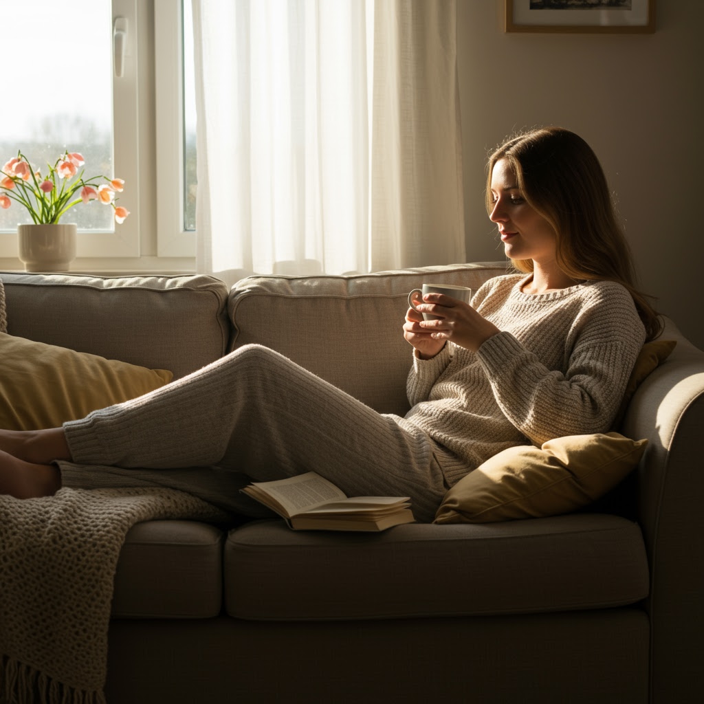 Woman relaxing on a couch